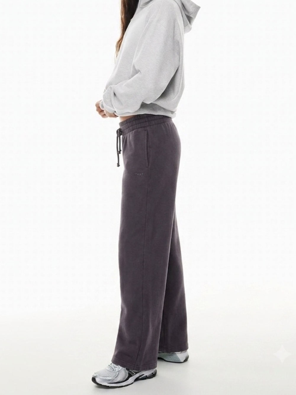TNA Aritzia Wide Leg Sweatpants Charcoal Grey Size Medium Loungewear Cozy Y2K